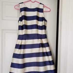 Midi white and blue striped dress